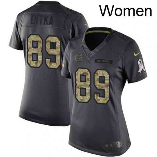Womens Nike Chicago Bears 89 Mike Ditka Limited Black 2016 Salute to Service NFL Jersey